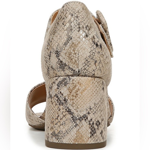 Vionic Chardonnay Heeled Sandal in "Oatmeal Leather Snake Print" Size 7.5 - Picture 3 of 16